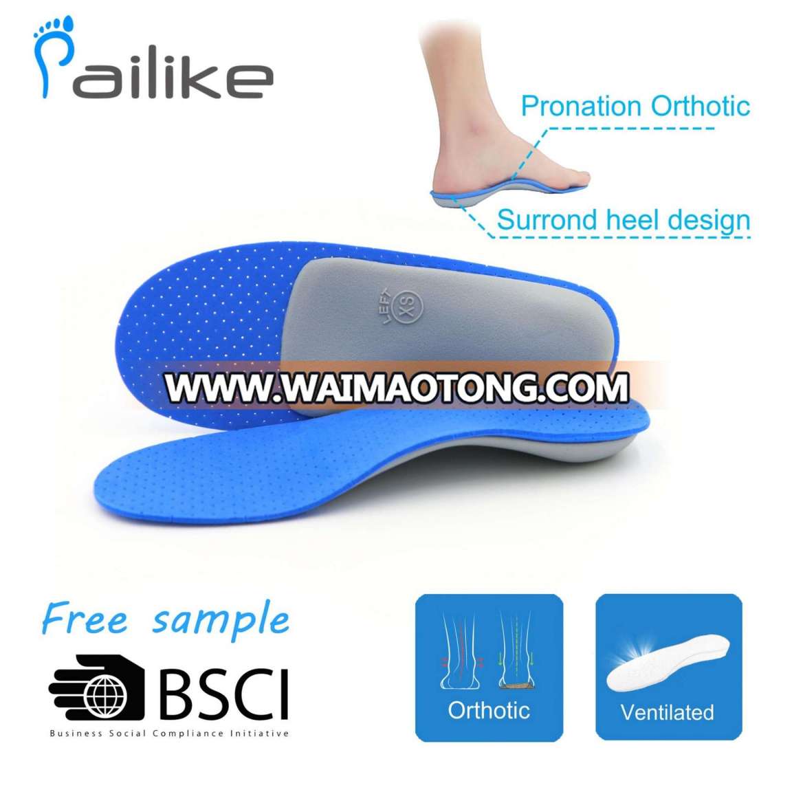 Orthopedic High Middle Low Arch Support Flat Feet Orthotic EVA Insole for Plantar Fascitis